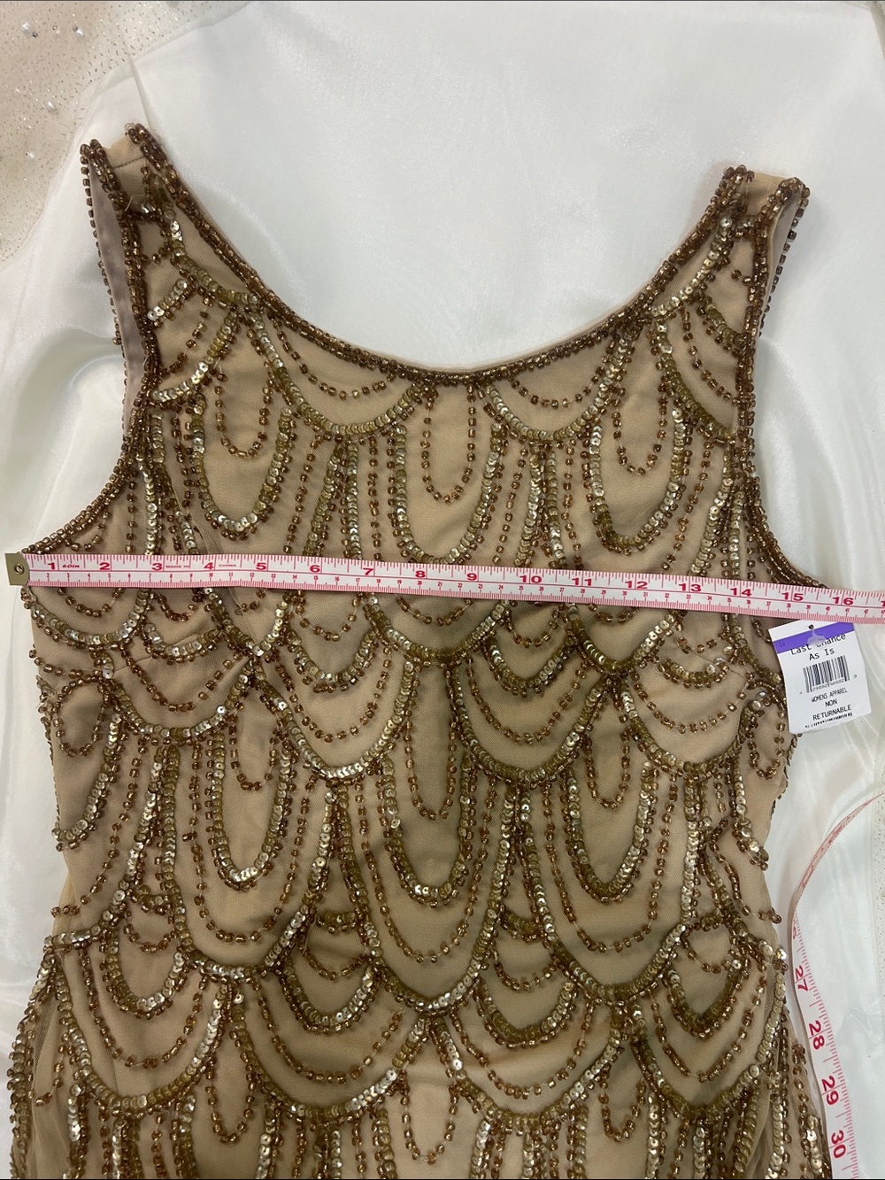Pisarro Nights Gold Beaded Scallop-Pattern Mini Dress - Picture 12 of 17